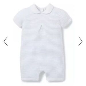 Janie and Jack 3-6 months white baby blue striped collar romper knit sweater boy